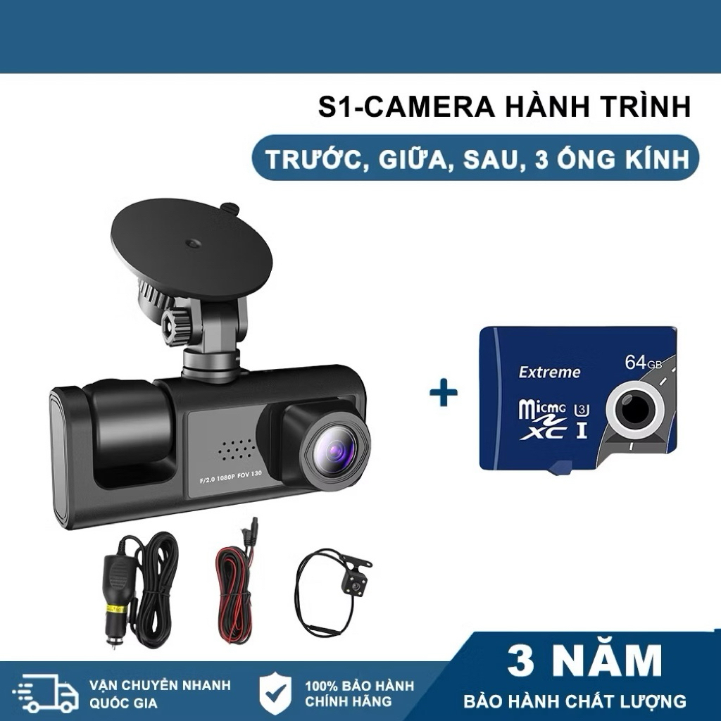 DOSEN PRO Camera hành trình 97%  không hộp có 3 mắt ghi hình tốc độ caoWifi full HD 1080p
