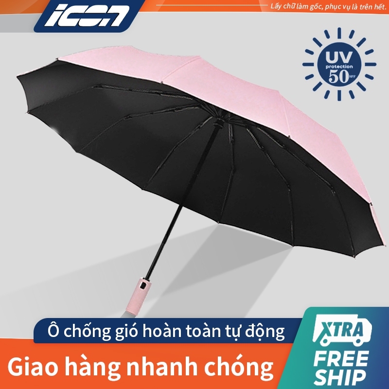 ICON Ô dù che mưa nắng cầm tay tự động 2 chiều đóng mở，Ô dù che nắng mini UPF50+