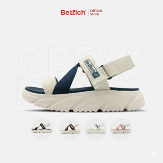  Giày Sandal Nam Nữ Unisex Quai Chéo BeRich BE577 Đế Cao 5cm Êm Chân - Dép Quai Hậu Màu Kem 