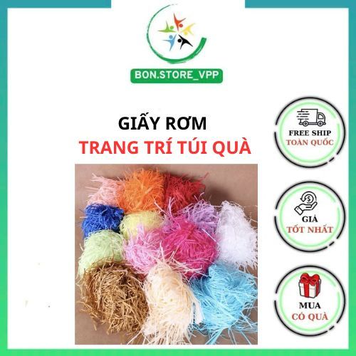 Giấy Rơm Giấy Trang Trí Hộp Quà Tặng BON.STORE , Giấy Chống Sốc Nhiều Màu Bản 2-3mm  AT300