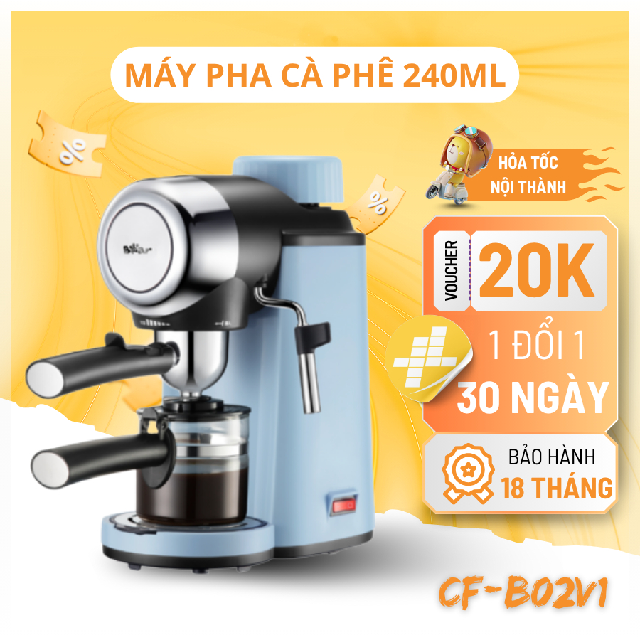 Máy Pha Cà Phê Bear Tự Động Pha Cafe, Pha Espresso Bảo Hành Chính Hãng 18 Tháng CF-B02V1