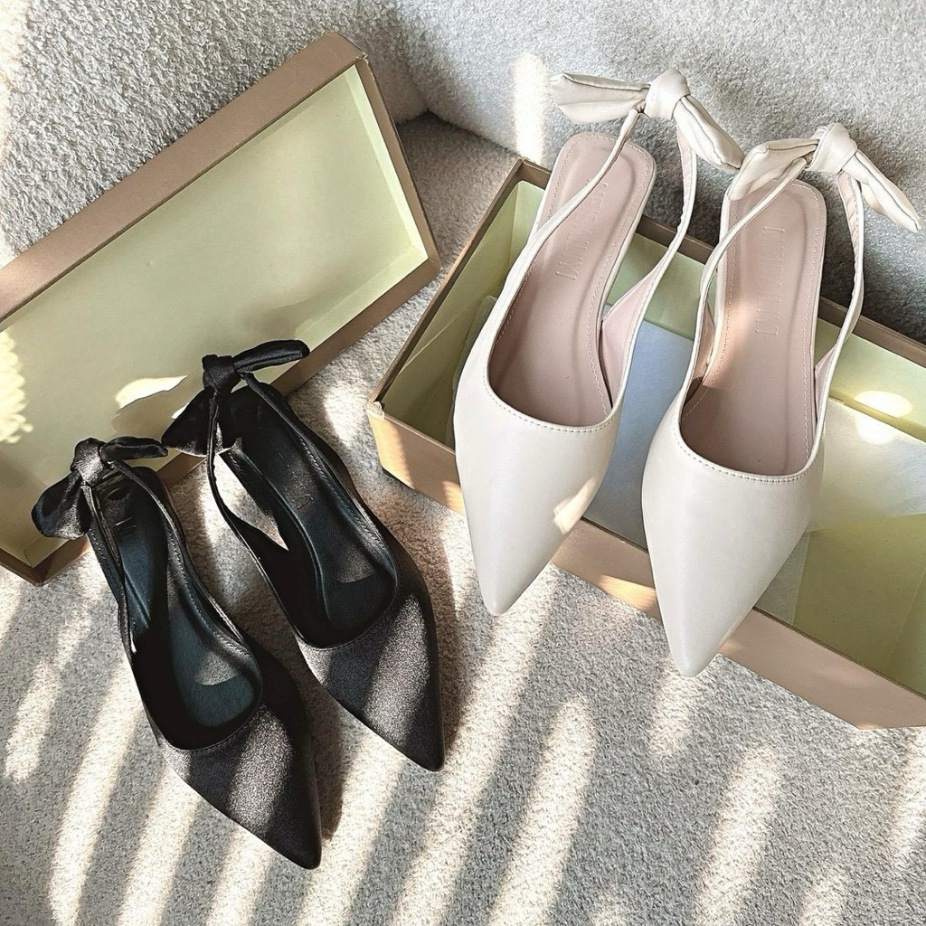 Gạo.Shoes - (35-42) Sục Nữ Mũi Nhọn, Quai Hậu Nơ Sau, Đế Bệt, Đơn Giản Dễ Phối Đồ, Đế Chống Trơn.