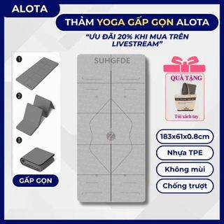  Thảm yoga gấp gọn D38 dày 8mm chống trượt Thảm tập gym TPE định tuyến tặng kèm túi đựng tiện lợi 