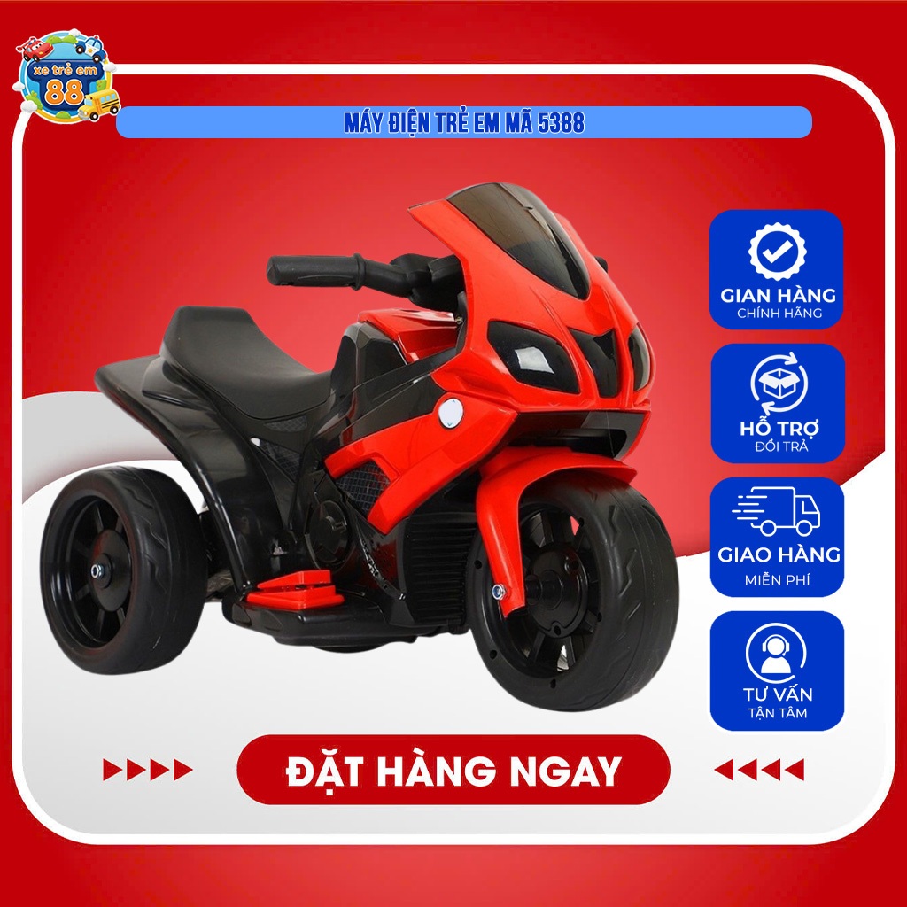 Xe Máy Điện Trẻ Em Mã 5388 - 3 Bánh, Có Chân Ga, Tập Lái
