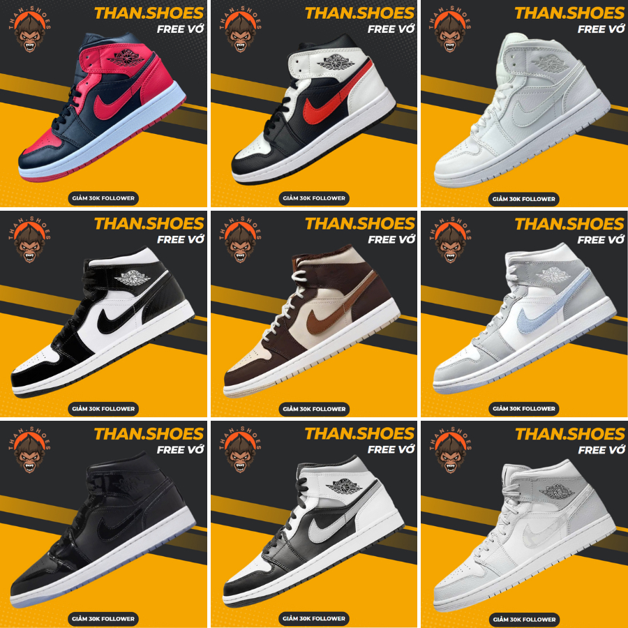 Giày Sneaker JD1 MID, JD1 Cổ Cao Tổng Hợp Nhiều Màu - Than.Shoes