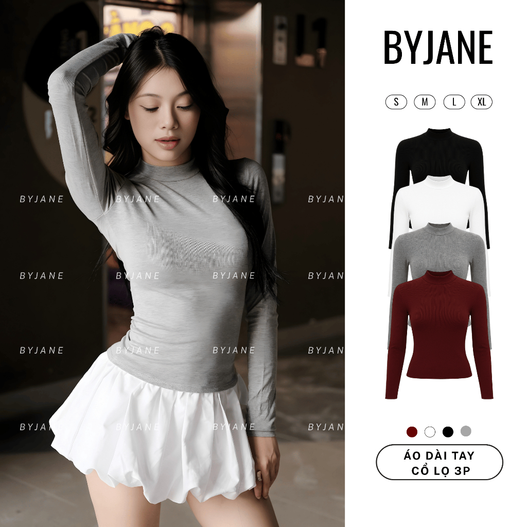 (XẢ KHO) Áo Thun Nữ Dài Tay Cổ Lọ 3 Phân Co Giãn 4 Chiều Cotton Mềm Mịn Basic Ôm Body BYJANE – 804 | BigBuy360 - bigbuy360.vn
