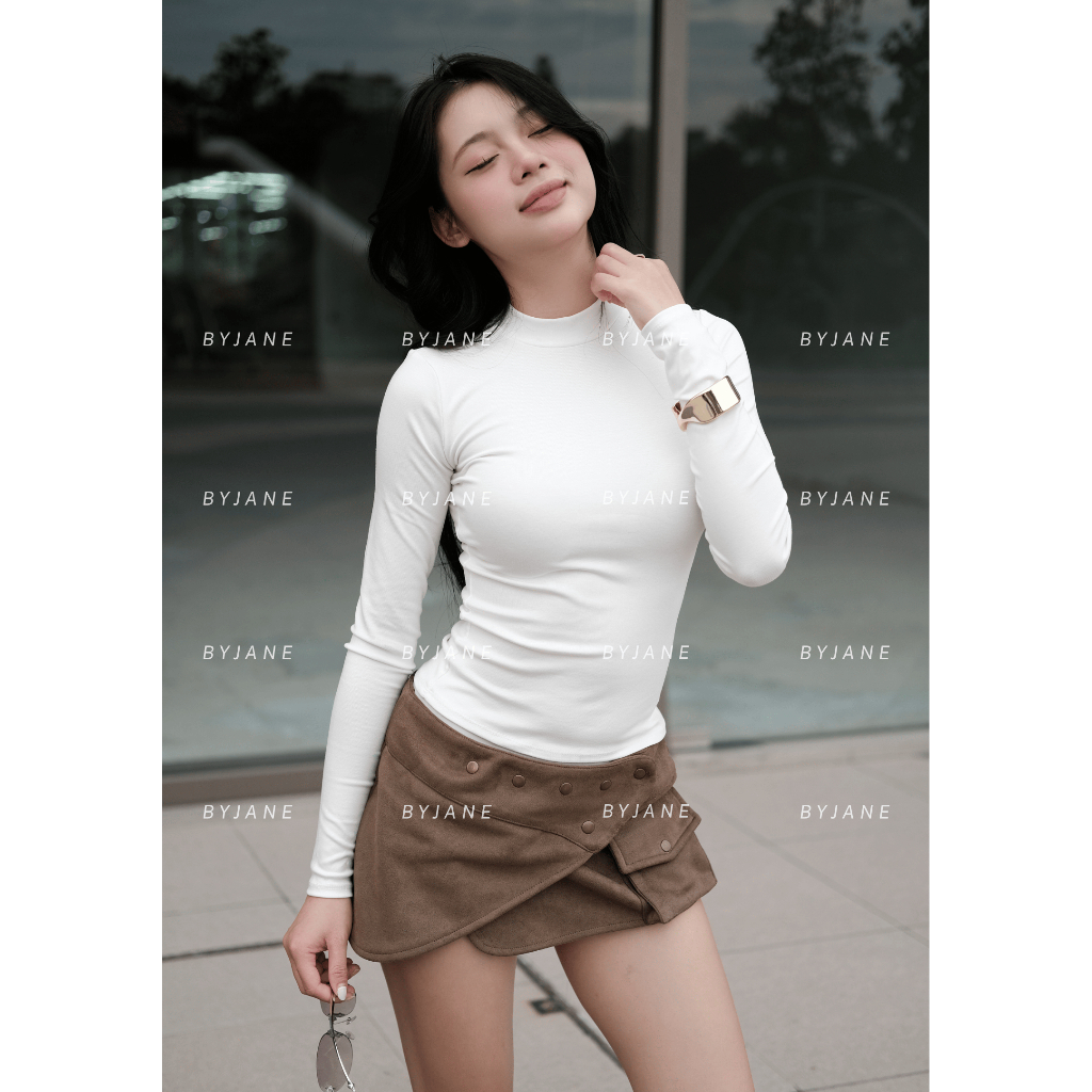(XẢ KHO) Áo Thun Nữ Dài Tay Cổ Lọ 3 Phân Co Giãn 4 Chiều Cotton Mềm Mịn Basic Ôm Body BYJANE – 804 | BigBuy360 - bigbuy360.vn