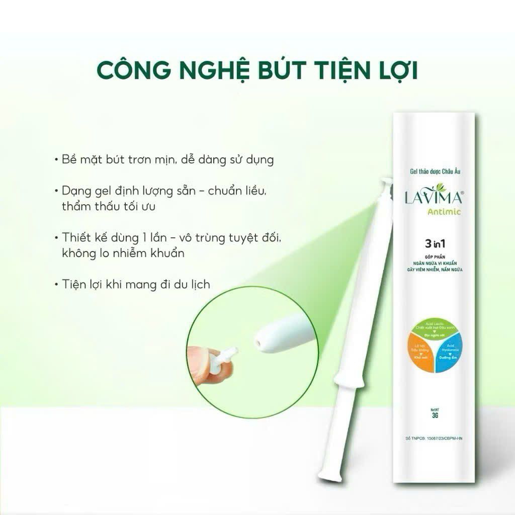 Gel Phụ Khoa Nữ (Đũa Thần Inner) Lavima Antimic Thảo Dược Giảm Viêm Nấm Ngứa Dạng Bút 3g