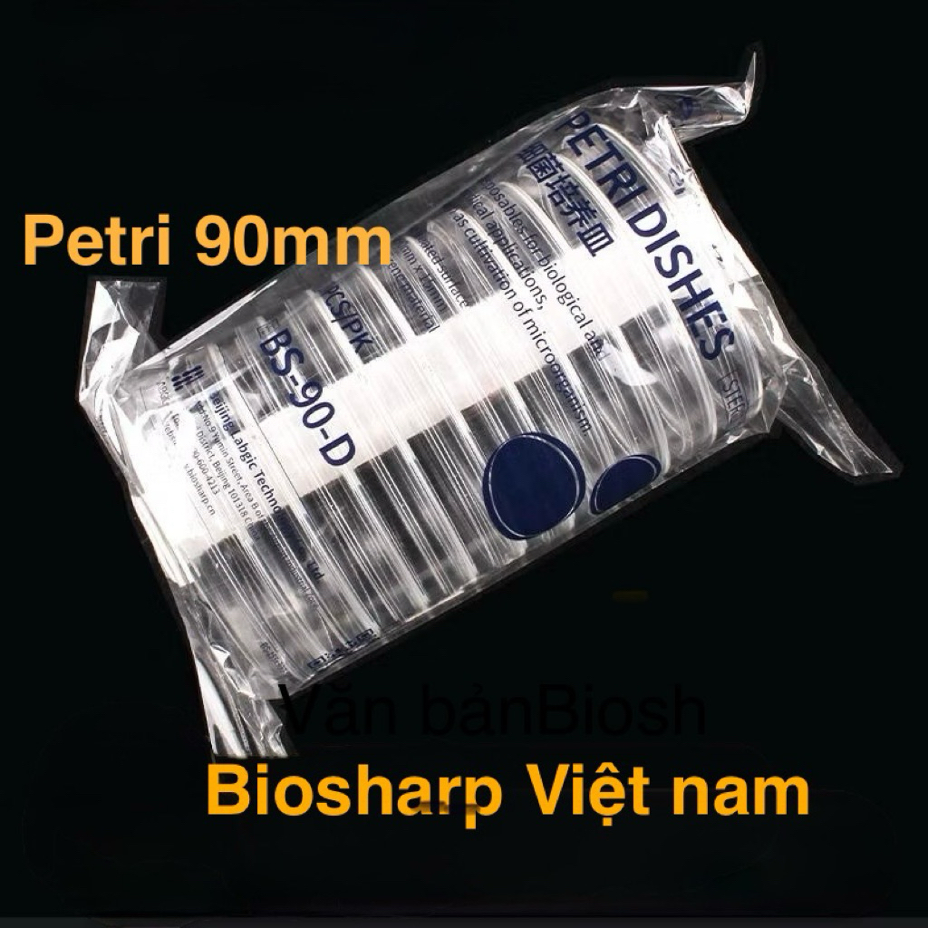 10 chiếc Đĩa Petri nhựa 90x15mm (Petri Dish), tiệt trùng 10 chiếc/túi, hãng Biosharp, có hóa đơn VAT