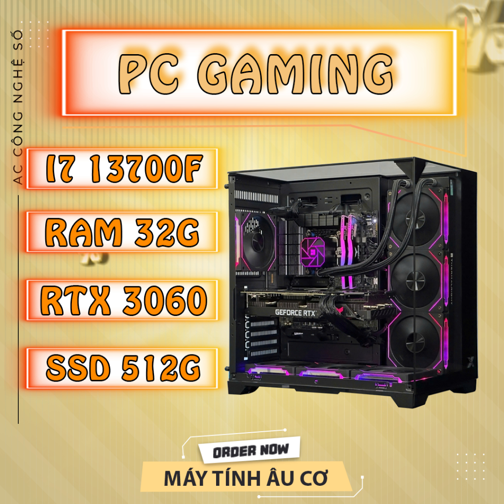 PC Gaming i7 13700F / ram 32G / SSD 512G / RTX 5060ti - 12G, Case Gaming Chiến Mọi Tựa Game