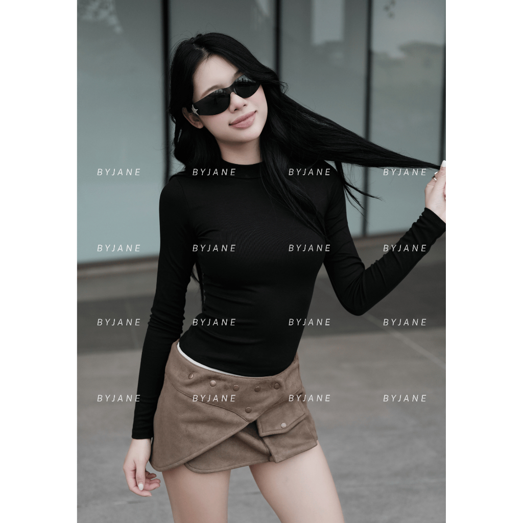 (XẢ KHO) Áo Thun Nữ Dài Tay Cổ Lọ 3 Phân Co Giãn 4 Chiều Cotton Mềm Mịn Basic Ôm Body BYJANE – 804 | BigBuy360 - bigbuy360.vn