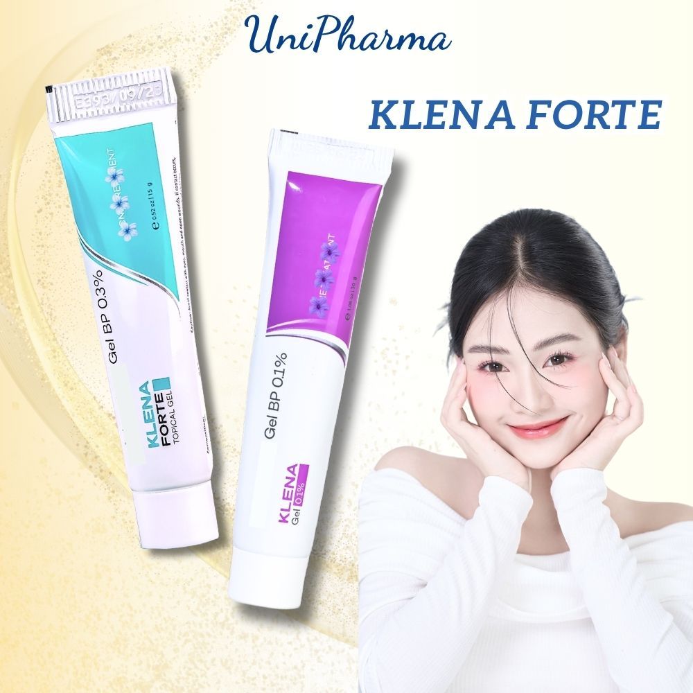 Gel mụn Klena Forte 0.1% 0.3% hỗ trợ giảm mụn ẩn, mụn trứng cá, mờ thâm
