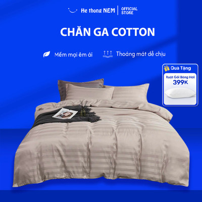 Bộ Ga Giường 5 Món He thong NEM Cao Cấp Set Bộ Vỏ Chăn Ga Gối Nệm Đệm 5 Món Vải Cotton Trải Giường Chuẩn Khách Sạn