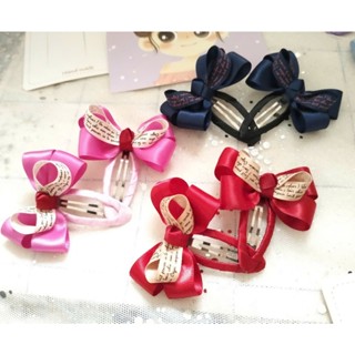 Set 2 kẹp tóc nơ handmade cho bé gái /kẹp nơ dễ thương, phụ kiện tóc xinh,hàng thủ công cao cấp.