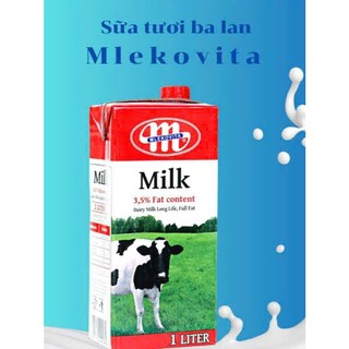 Thùng 12 hộp, 6 hộp sữa tươi nguyên kem tiệt trùng Ba Lan Mlekovita I Love Milk 1L, pha chế, làm bánh