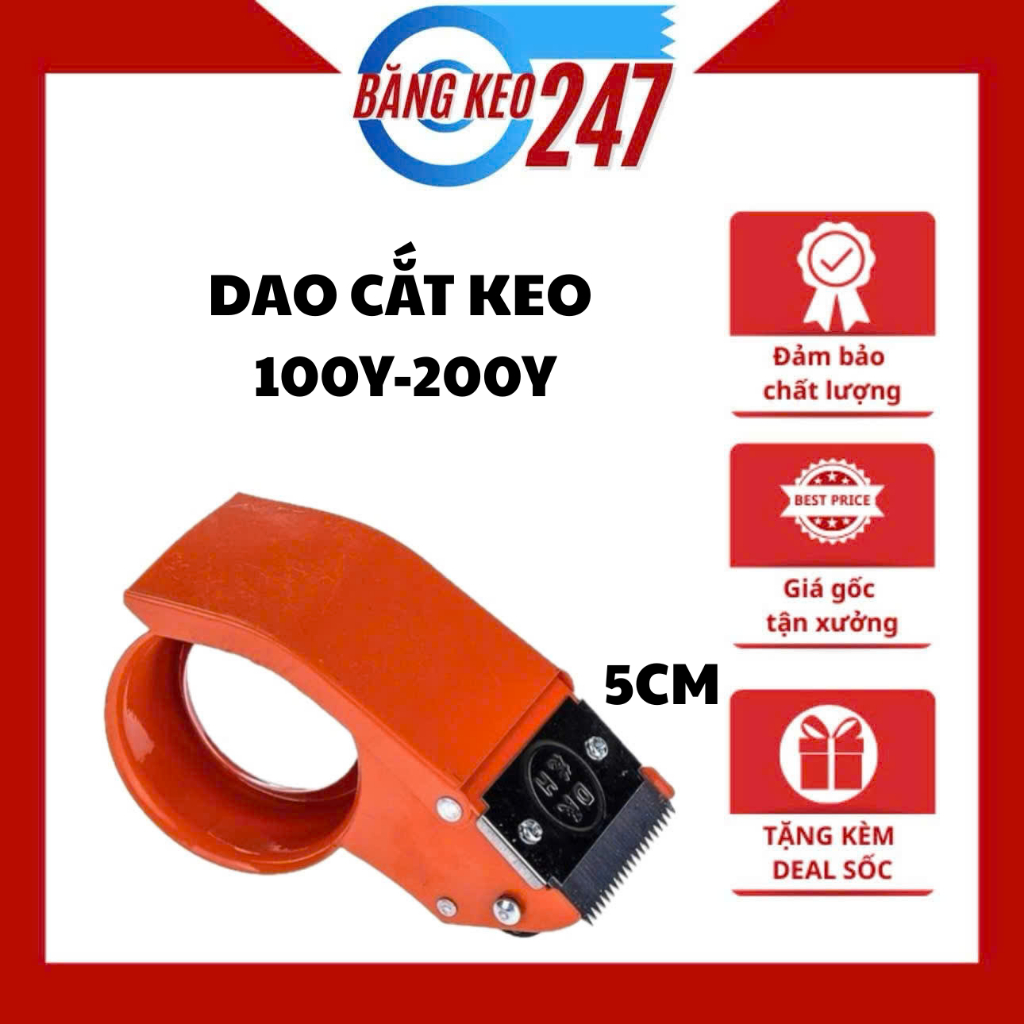 Dao cắt băng keo Dân Hoa 5cm/ 7cm lưỡi dao bén, chất liệu sắt