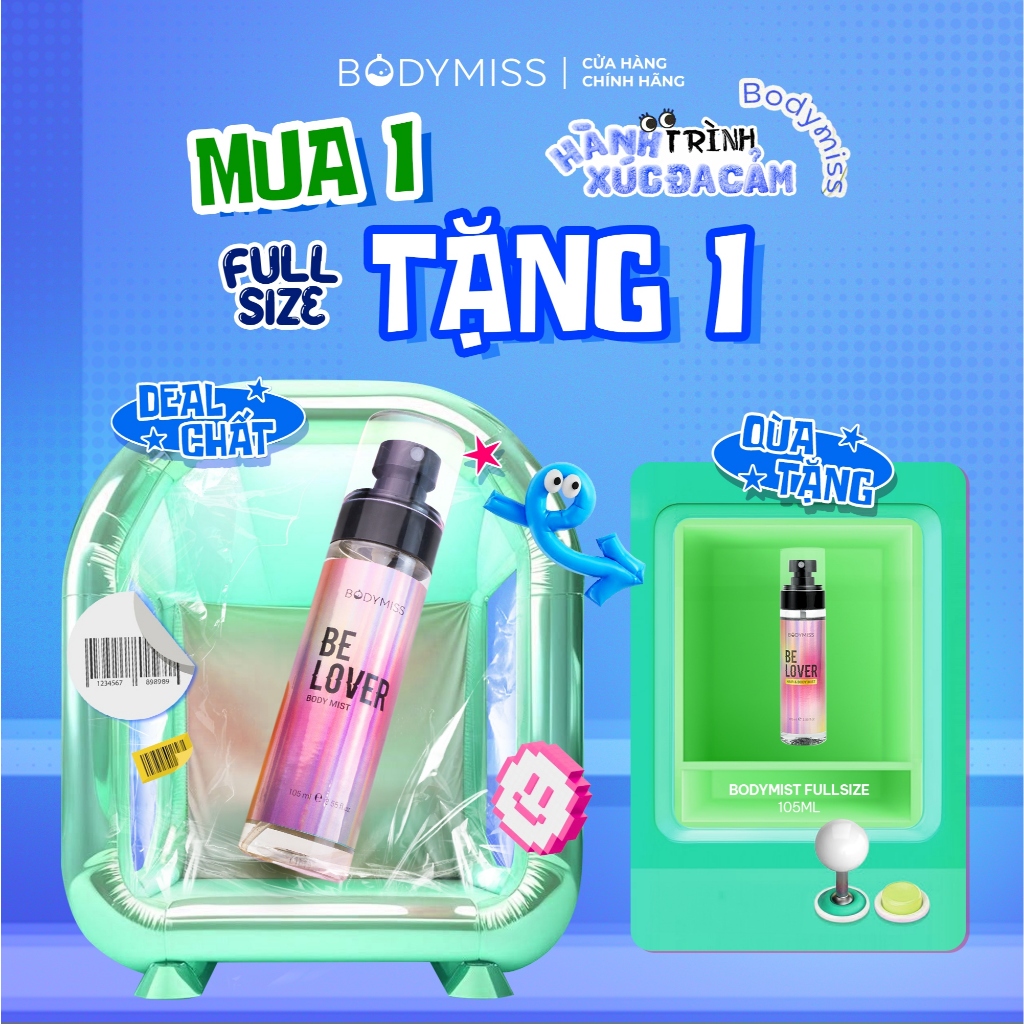 BODYMISS Body Mist Be Lover, Xịt Thơm Hương Táo, Hoa Hồng, Ngọt Ngào, Nữ Tính, Lưu Hương Lâu 6H
