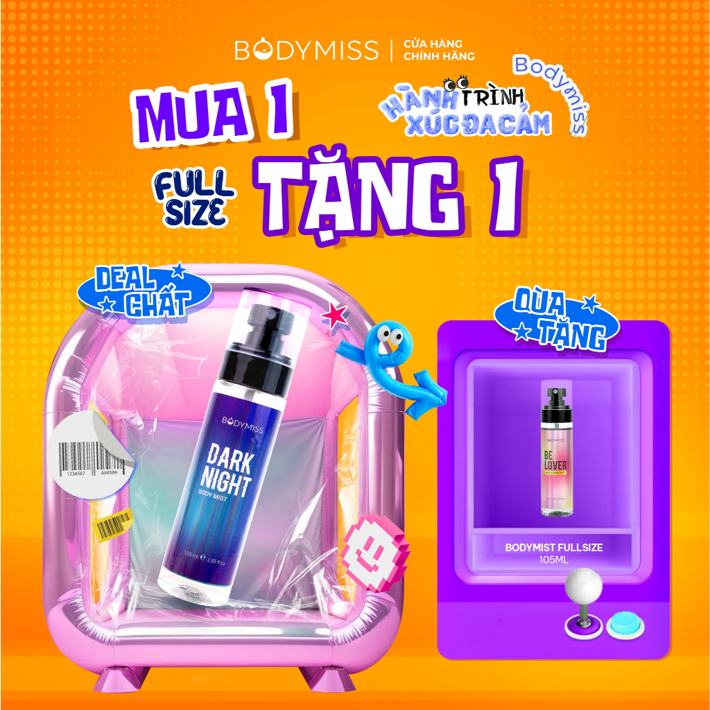 [NEW] Body Mist Nam Nữ Unisex Lưu Hương Lâu 6H Xịt Thơm Bodymist Dark Night Chính Hãng BODYMISS