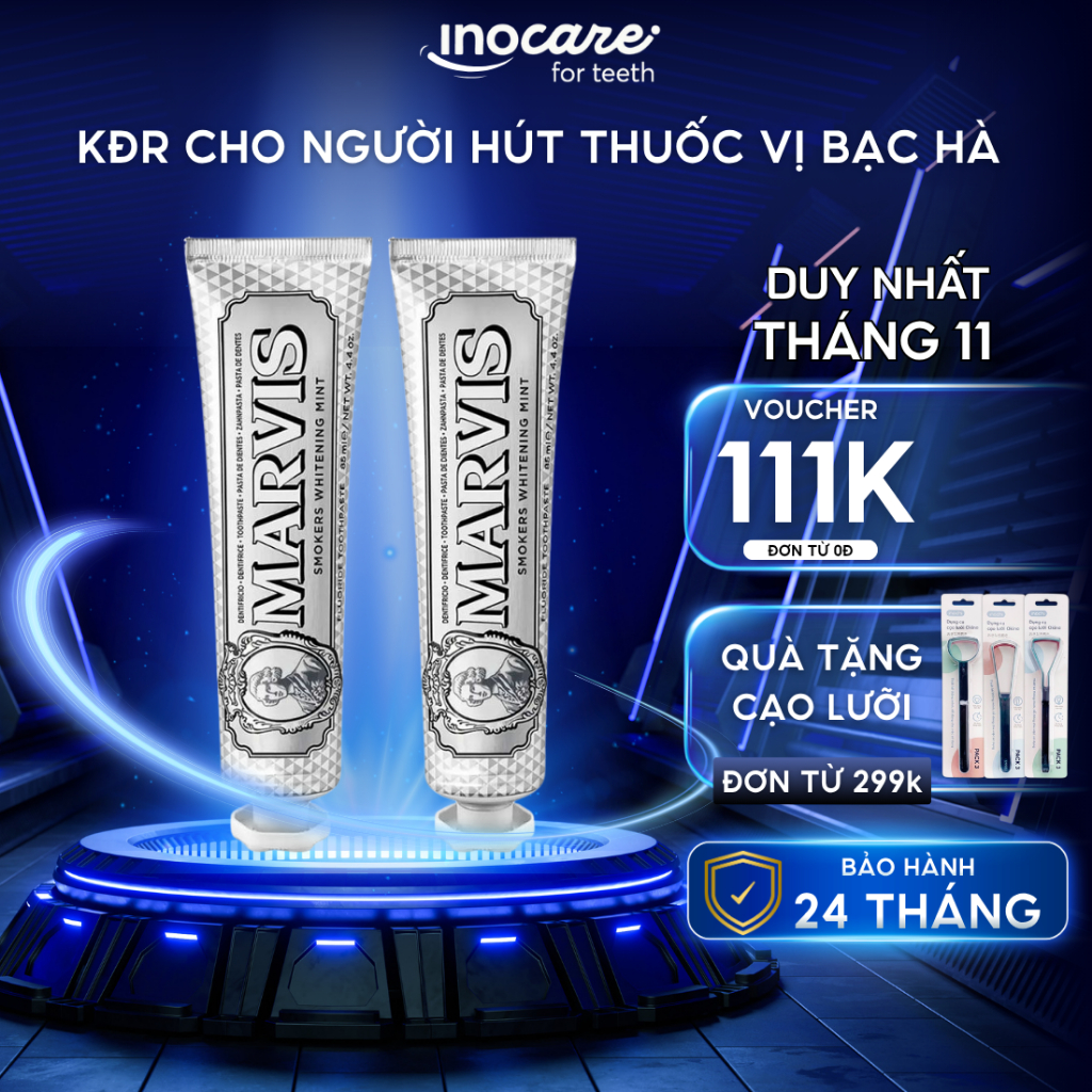 Kem đánh răng thơm mát Marvis Smoker hương bạc hà mạnh mẽ, khử mùi hôi, ố vàng hiệu quả tuýp 85ml