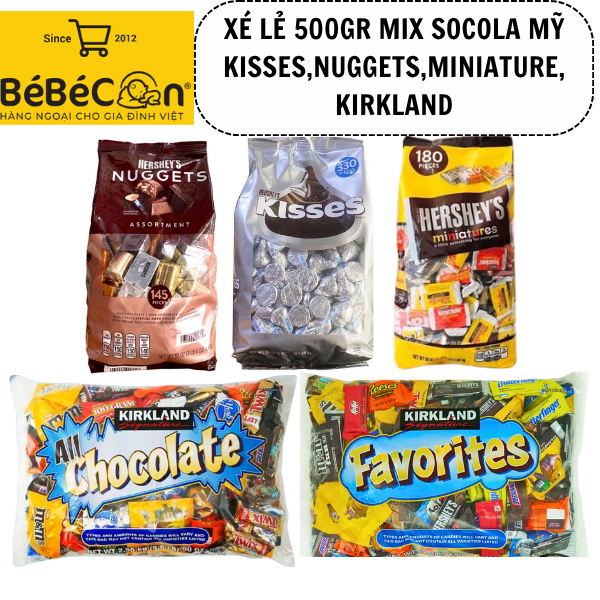 [500GR SOCOLA MIX MỸ] KISSES,NUGGET,KIRKLAND, MINIATURE.. ĐỦ LOẠI CHOCOLATE