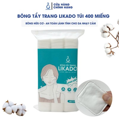 Bông tẩy trang Likado Túi 400 miếng bông hữu cơ kích thước 5 * 6cm