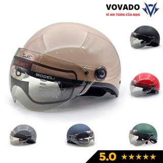 Nón bảo hiểm nửa đầu có kính chính hãng SJC, phù hợp cả nam, nữ, freesize 55-58cm, nhiều màu
