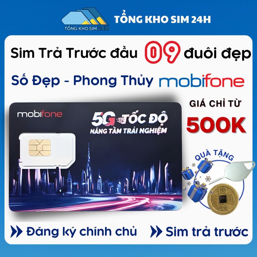 Sim Mobifone Số Đẹp Đầu Số Cổ 09 Sim Trả Trước giá chỉ từ 500K [Nhận Sim ĐKCC Kích Hoạt Sim]