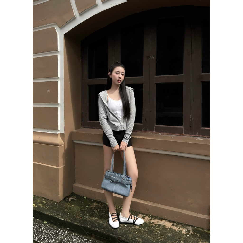 INFORY Áo thun giấy khoá kéo tiện lợi 4 mùa