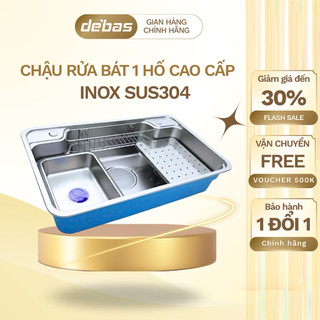  Chậu rửa bát bề mặt sần 1 hố inox 304 kiểu dáng nhật bản hiện đại đa năng cao cấp thông minh Debas 7546 7848 