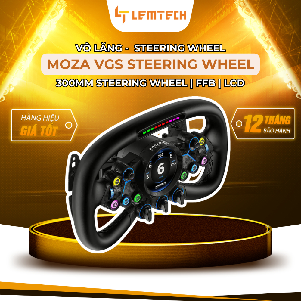 MOZA Vision GS (VGS) Steering Wheel – Vô Lăng Đua Xe Mô Phỏng Cao Cấp Với Màn Hình Cảm Ứng