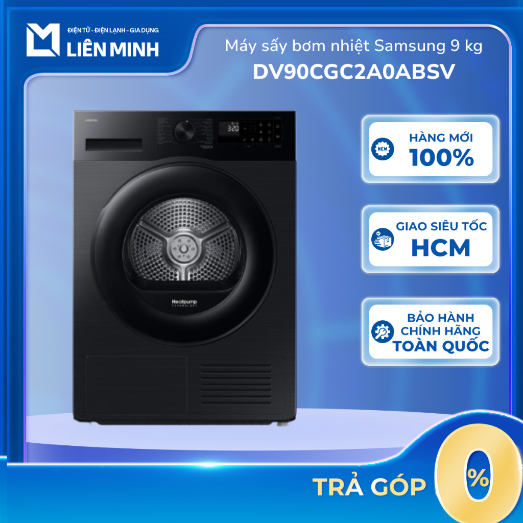 DV90CGC2A0ABSV - Máy Sấy Bơm Nhiệt Samsung 9 Kg - Bảo Hành Chính Hãng