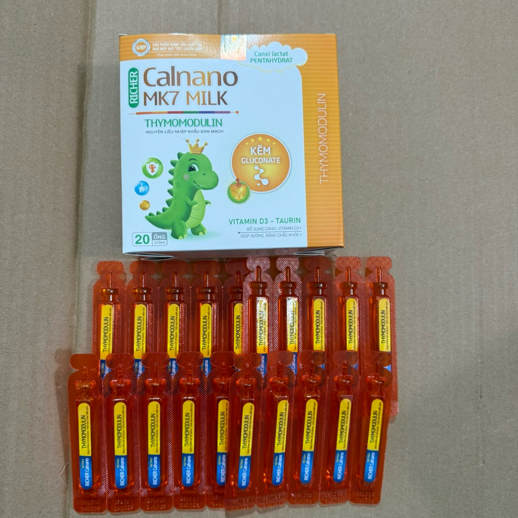 siro canxi nano k2- Hộp 20 ống CANXI NANO MK7 Canxi hữu cơ Canxi lactat Bổ sung canxi D3 K2 Mk7 cho 