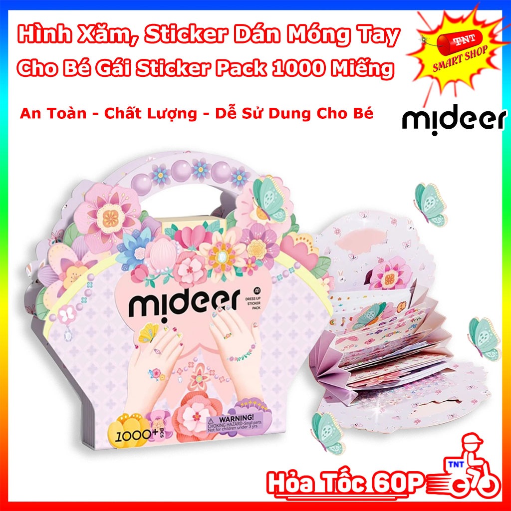 Hình xăm, sticker dán móng tay cho bé gái Sticker Pack 1000 miếng