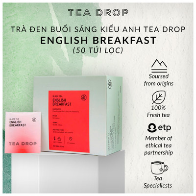 Trà đen buổi sáng kiểu Anh Tea Drop English Breakfast (50 túi lọc)