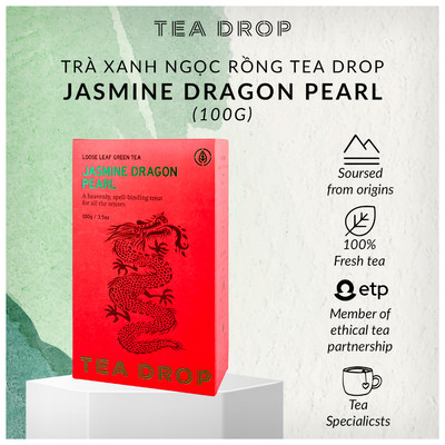 [Xuất xứ Úc] Trà xanh ngọc rồng Tea Drop Jasmine Dragon Pearl (100g trà khô)