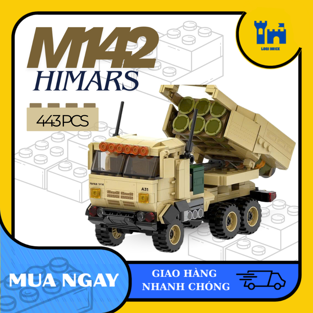 [1 Bộ ] - Mô hình lắp ráp xe tên lửa M142 HIMARS – 443 mảnh ghép WANGE, nhựa ABS cao cấp