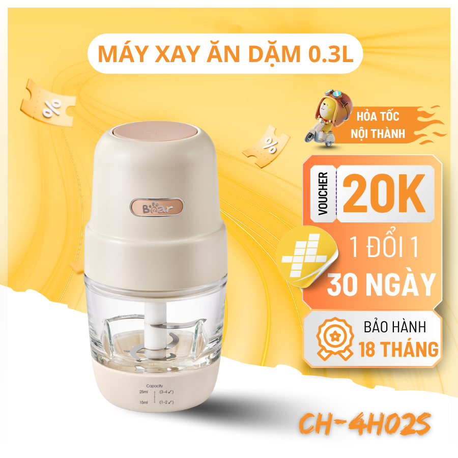 Máy Xay Mini Bear 0.3L Chính Hãng Bảo Hành 18 Tháng Máy Xay Thực Phẩm Máy Xay Ăn Dặm Bear CH-4H02S