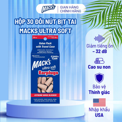 Hộp 30 đôi nút bịt tai Ultra Soft 32 (kèm hộp đựng mini)