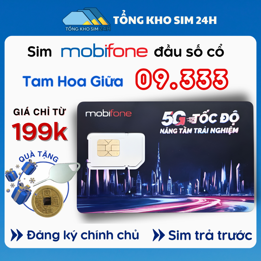 Sim Tam Hoa Giữa Mobifone giá chỉ từ 199k đầu 09 Trả trước,dễ nhớ, giá rẻ số đẹp, giảm giá sốc