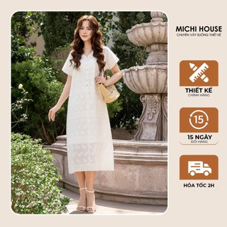  Đầm Maxi Đi Biển Michi House Váy Xuông Dáng Dài Qua Gối Cổ V Tay Ngắn V789 