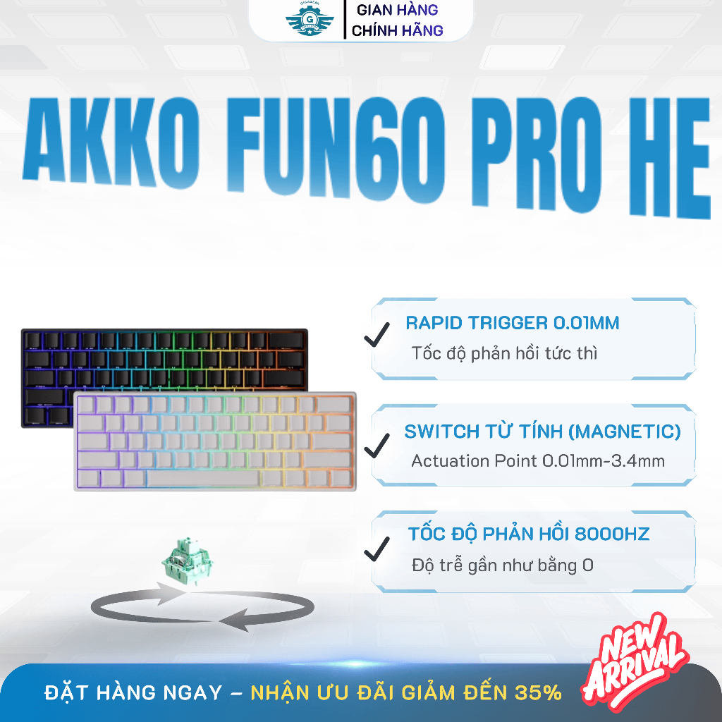 ⚡[Rapid Trigger] Bàn Phím Cơ Gaming Akko Monsgeek FUN60 Pro HE – Hotswap, 8KHz, 0.01mm RT, SOCD, RGB