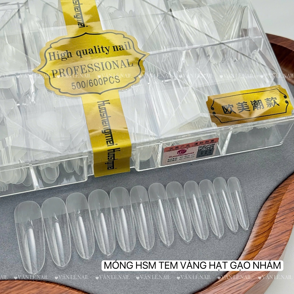 Móng úp HSM tem vàng hạt gạo móng úp đủ size