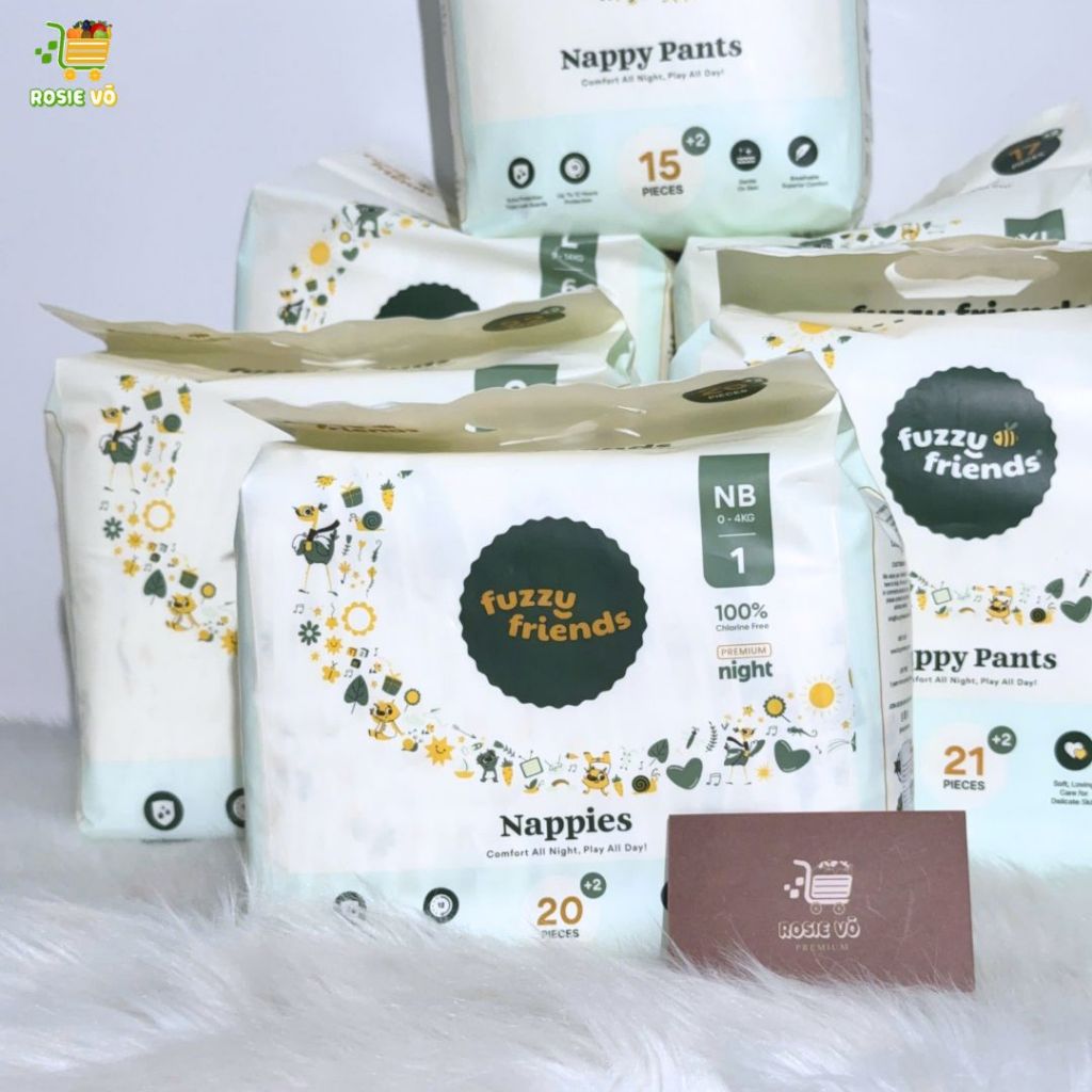 Bỉm tã quần cho bé Fuzzy Friends – Úc | Size M, L, XL, XXL | Thoáng khí – Siêu thấm – Chống hăm