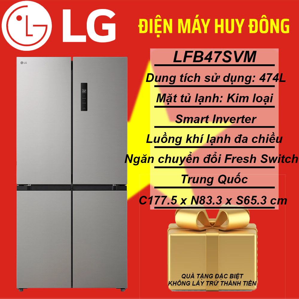 Tủ lạnh LG Inverter 474 lít Multi Door LFB47SVM
