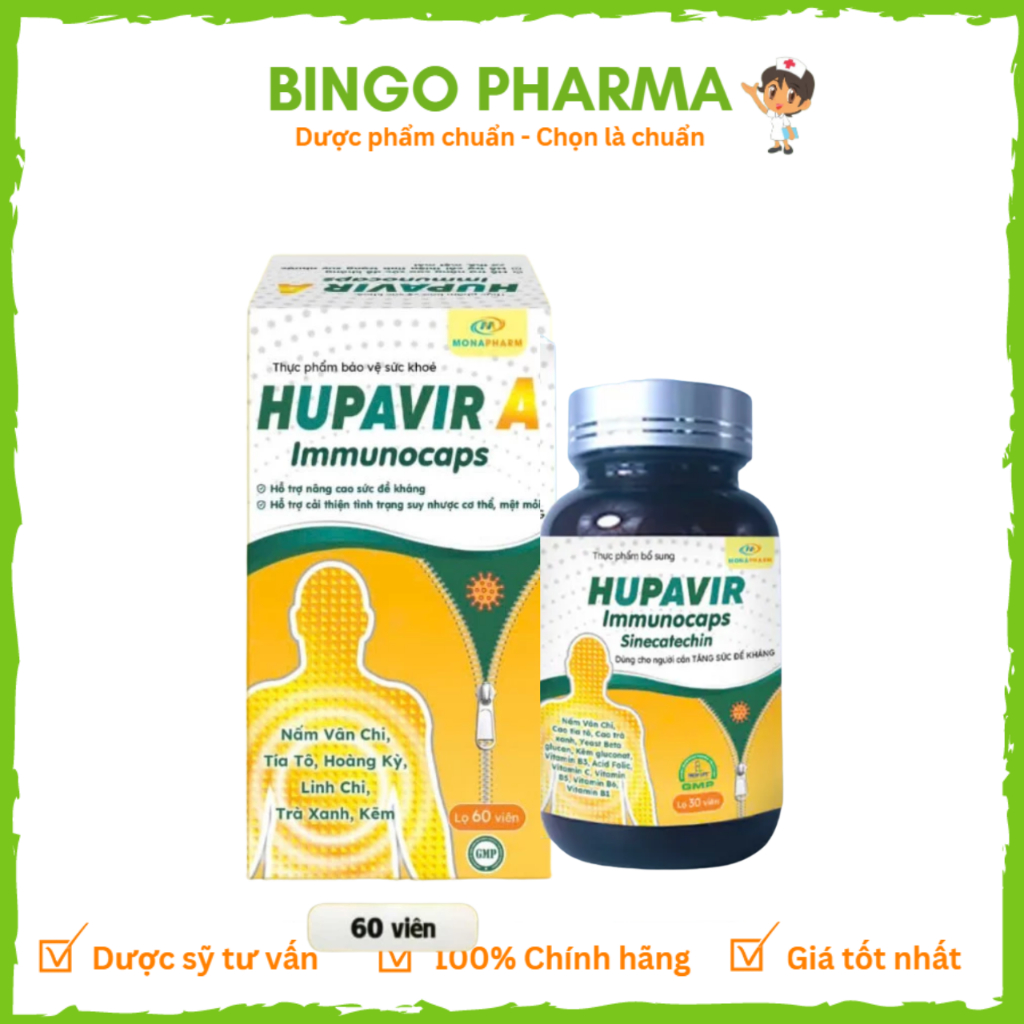 Viên uống Hupavir Immunocaps tăng đề kháng, hỗ trợ giảm hpv, sùi hộp 60 viên
