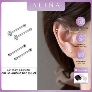  Bông Tai Bạc Nguyên Chất Giữ lỗ  Bông Hai Đầu Bi Khuyên Đeo Mũi Nam Nữ 1058 C10 