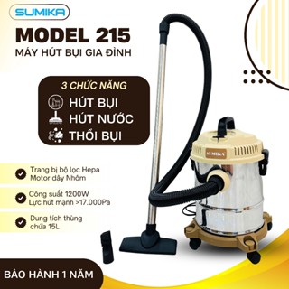Máy hút bụi đa năng SUMIKA 215, công suất 1200W, thùng chứa 15L, hút bụi, hút nước và thổi bụi