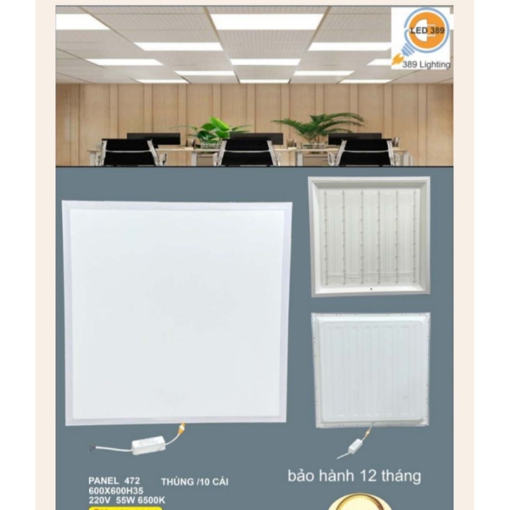 10 đèn panel âm trần 600x600, 300x600 ánh sáng trắng