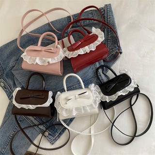  Túi xách mini da PU phối ren nơ tiểu thư Hàn Quốc dễ thương đeo chéo nhiều màu cho bé gái - TXN395 