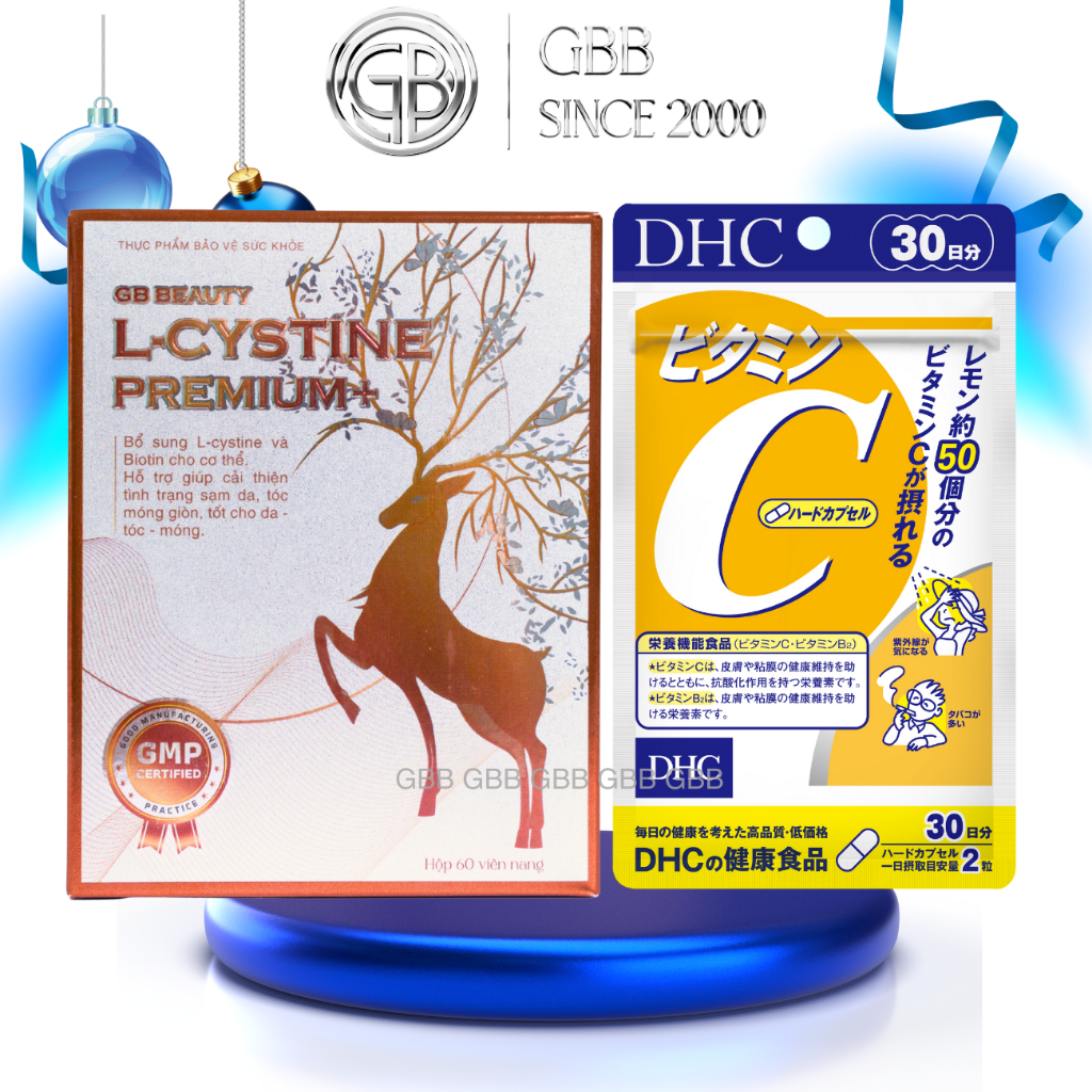 Combo nâng tone da,mọc tóc L cystine Premium và Vitamin C